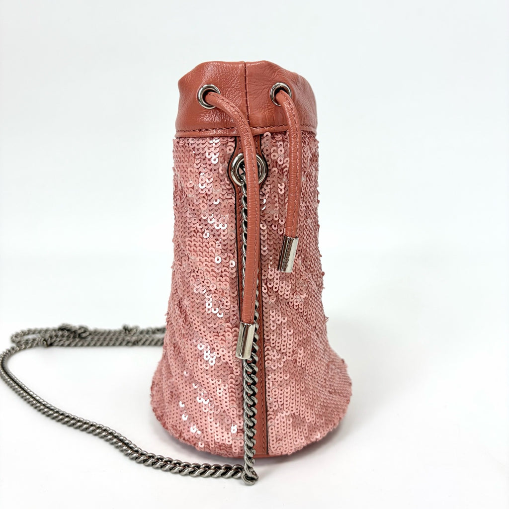 Pre-Owned Gucci Pink Sequin Crossbody Bucket Bag, Item  N18418622