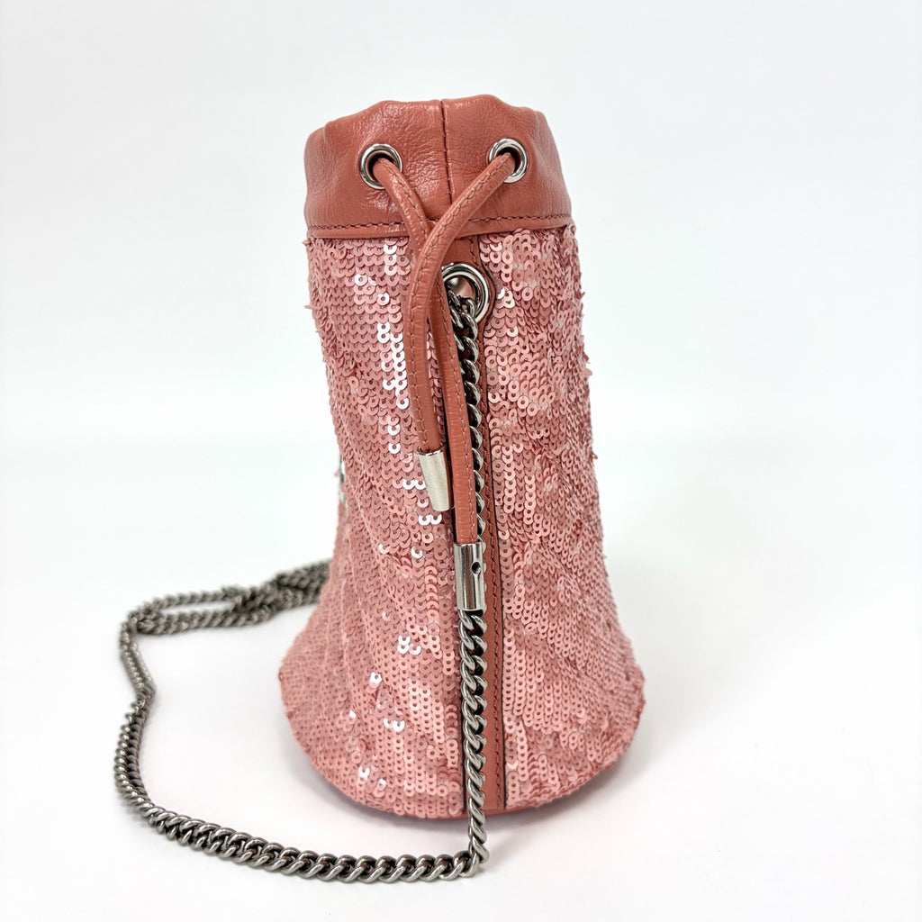 Pre-Owned Gucci Pink Sequin Crossbody Bucket Bag, Item  N18418622