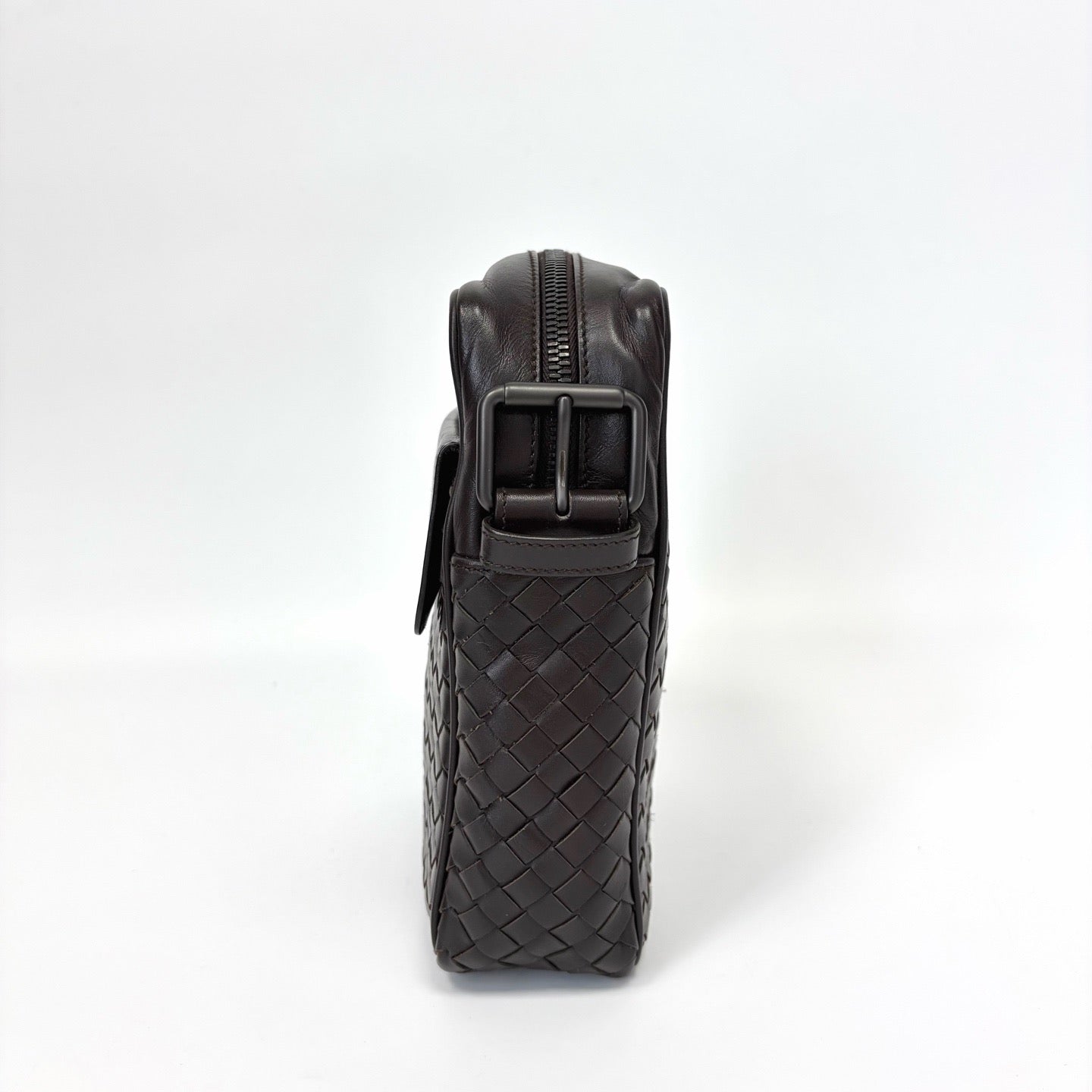 Pre-Owned Bottega Veneta Dark Brown Classic Full‑Weave Camera Bag,   N18468071