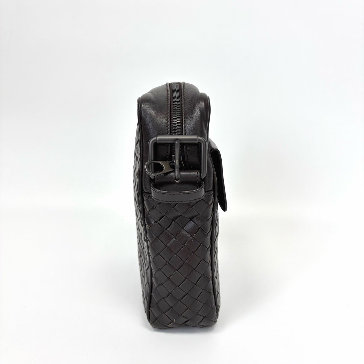 Pre-Owned Bottega Veneta Dark Brown Classic Full‑Weave Camera Bag,   N18468071