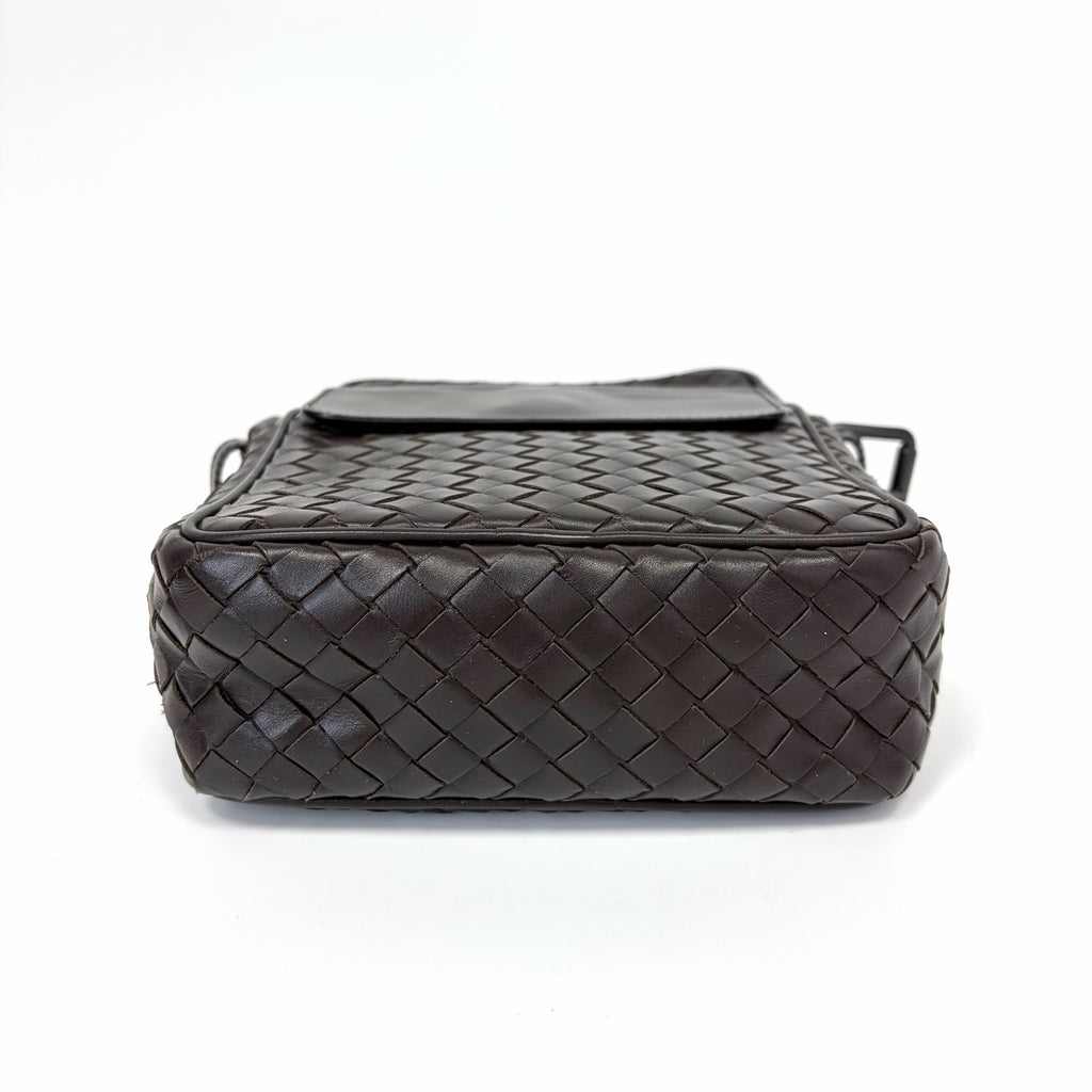 Pre-Owned Bottega Veneta Dark Brown Classic Full‑Weave Camera Bag,   N18468071