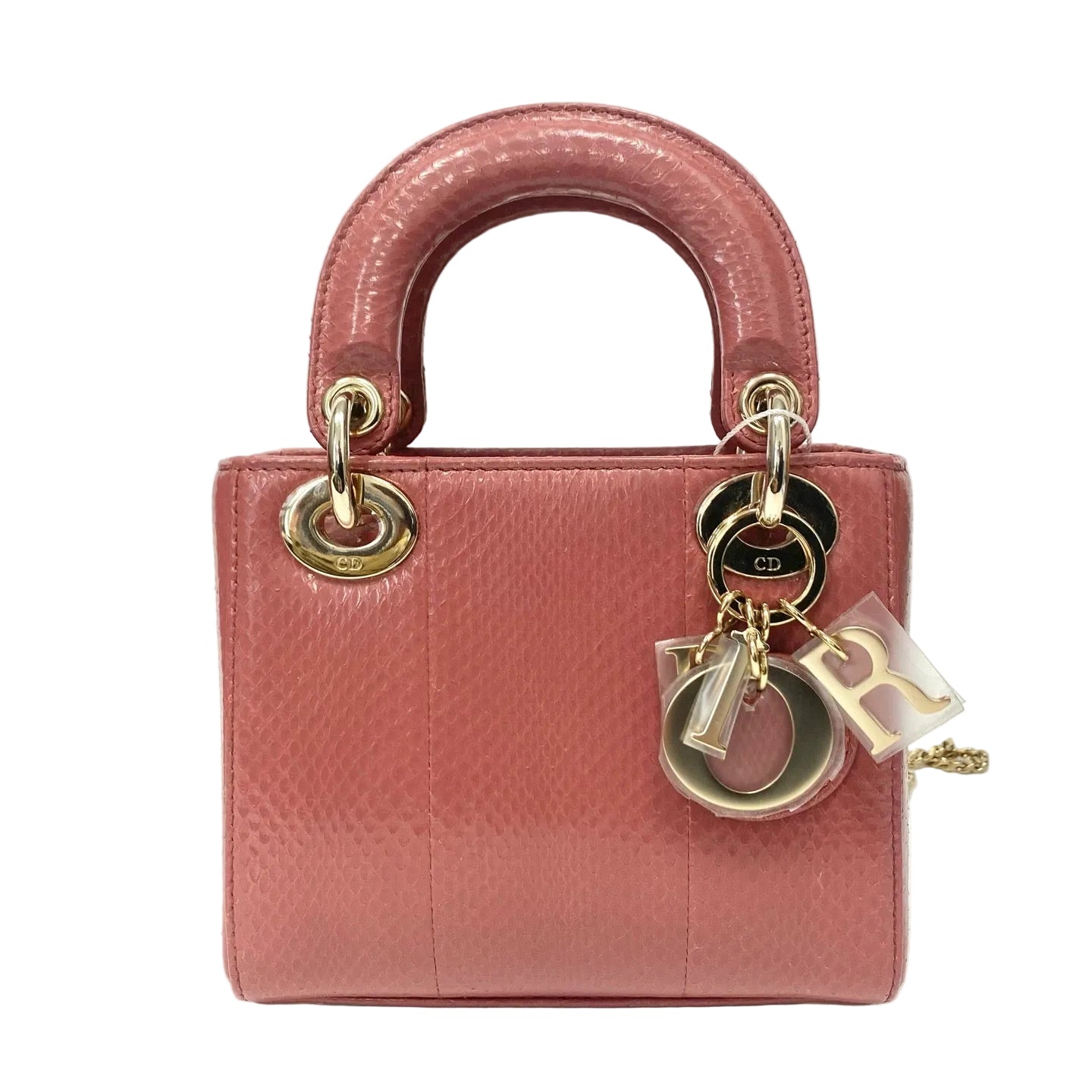Pre-Owned Dior Mini Lady Dior Raspberry Snakeskin 3‑Grid Bag, Item  N19322740