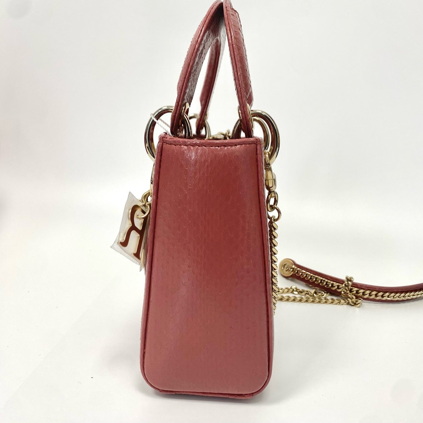 Pre-Owned Dior Mini Lady Dior Raspberry Snakeskin 3‑Grid Bag, Item  N19322740