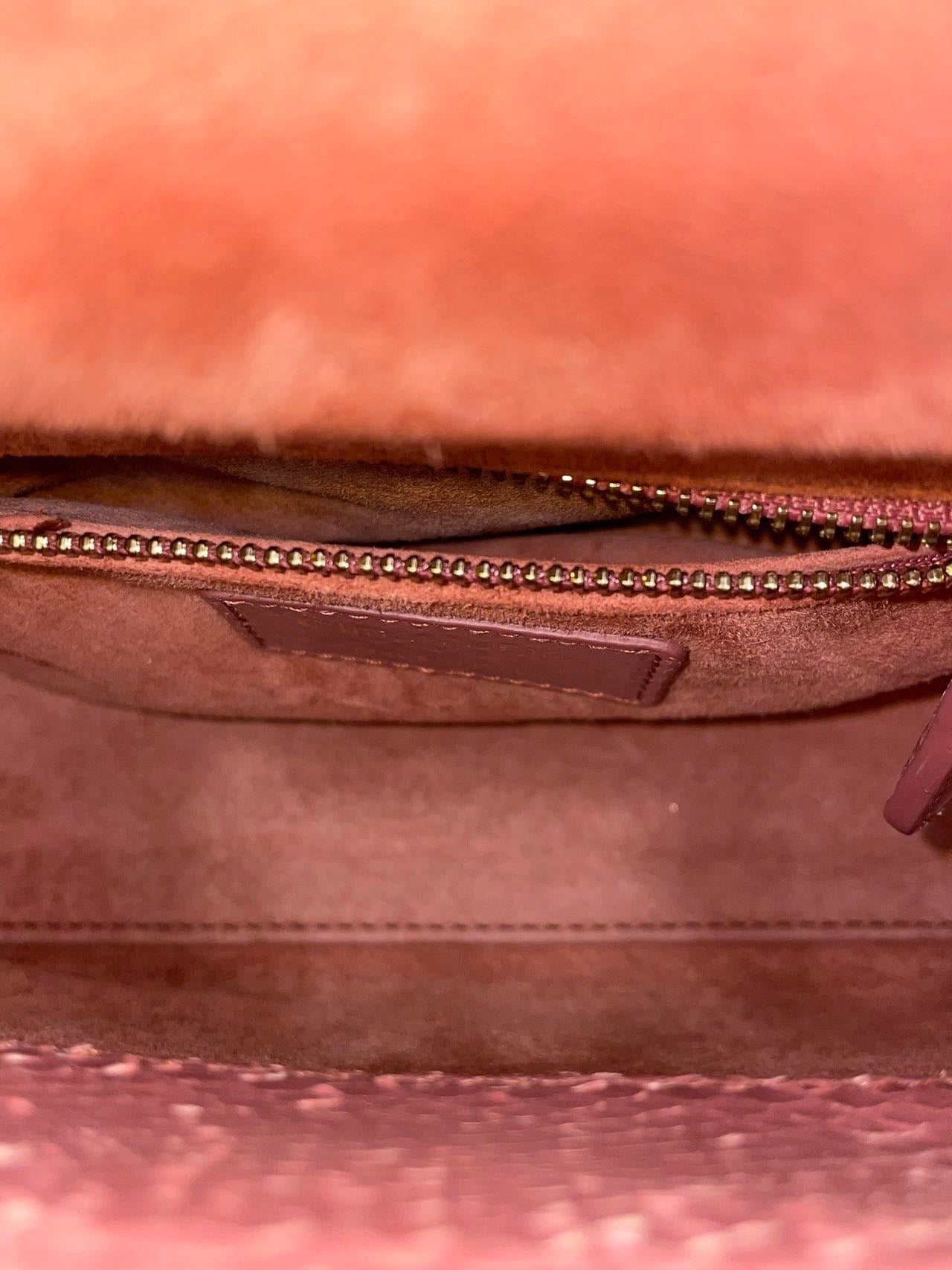 Pre-Owned Dior Mini Lady Dior Raspberry Snakeskin 3‑Grid Bag, Item  N19322740