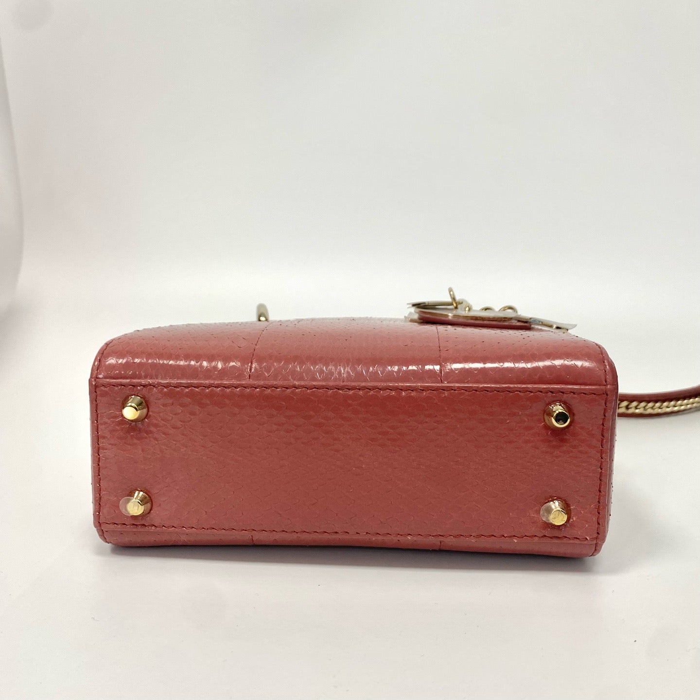 Pre-Owned Dior Mini Lady Dior Raspberry Snakeskin 3‑Grid Bag, Item  N19322740