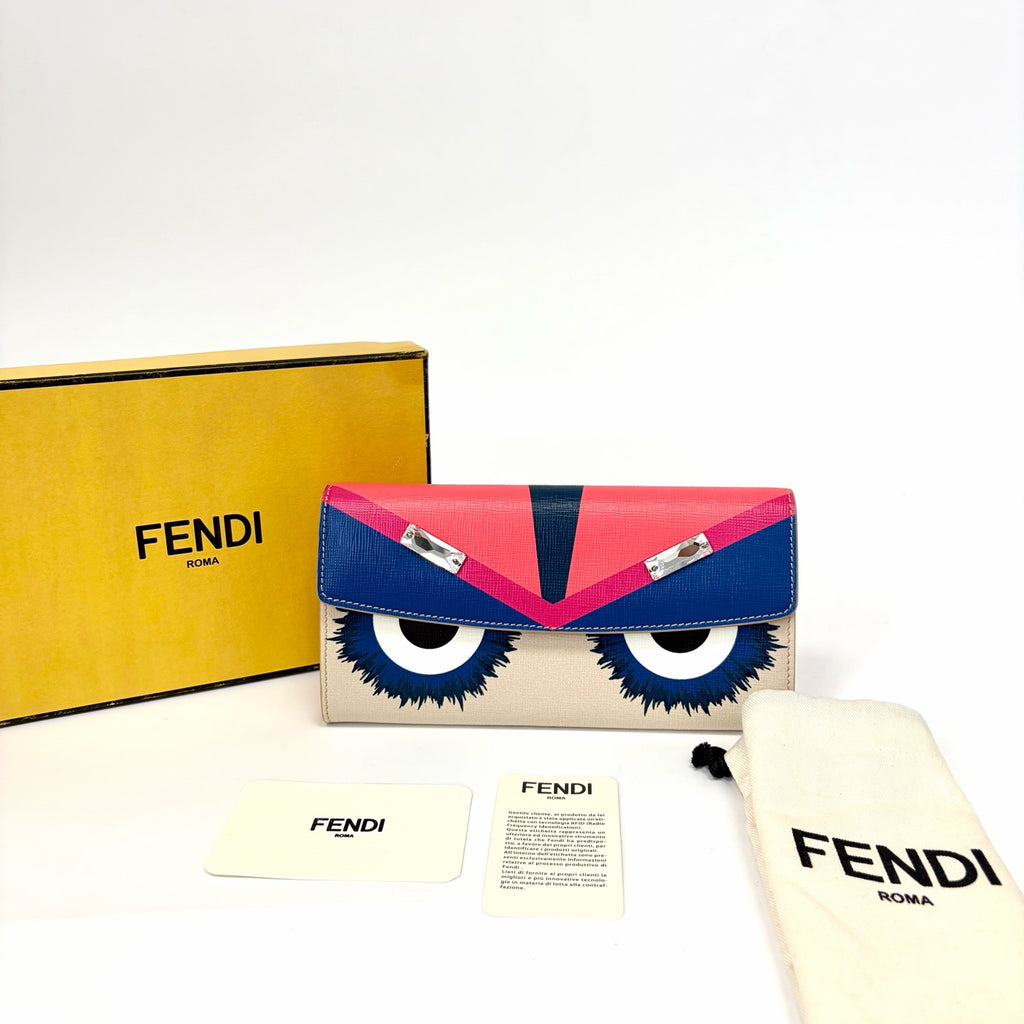 Pre-Owned Fendi Monster Large Rhinestone Long Snap Wallet, Year 2016, Item  N22294752