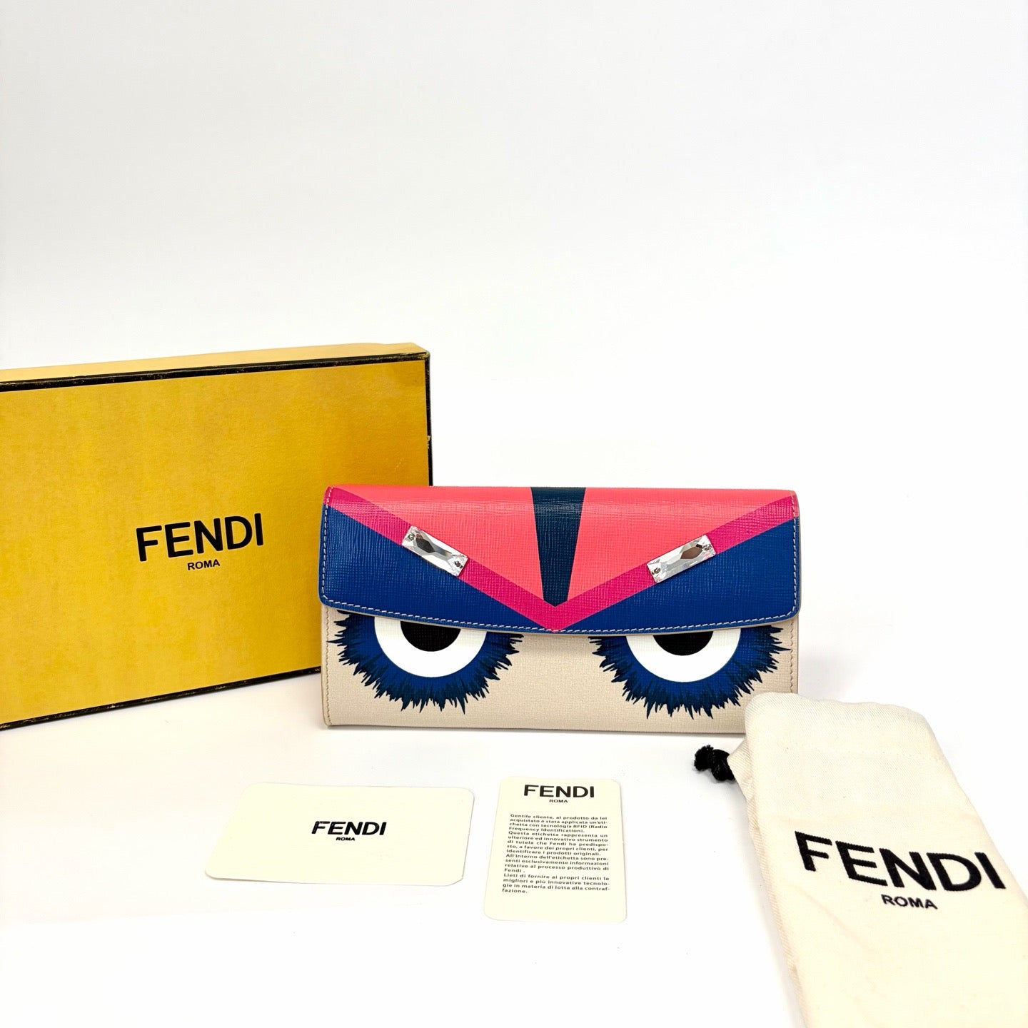Pre-Owned Fendi Monster Large Rhinestone Long Snap Wallet, Year 2016, Item  N22294752
