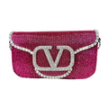 Pre-Owned Valentino New Loco Full Diamond Series, Rose Red Bag, Serial  N22196094