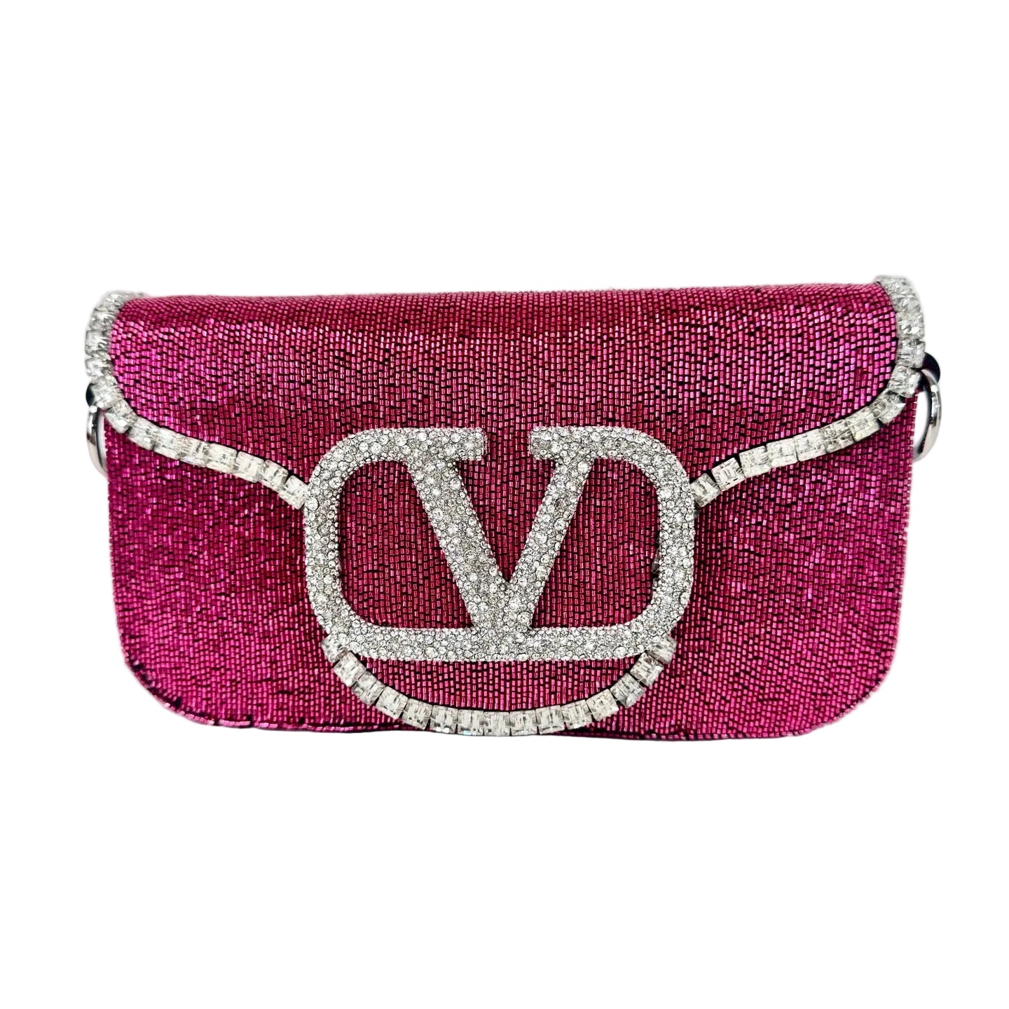 Pre-Owned Valentino New Loco Full Diamond Series, Rose Red Bag, Serial  N22196094