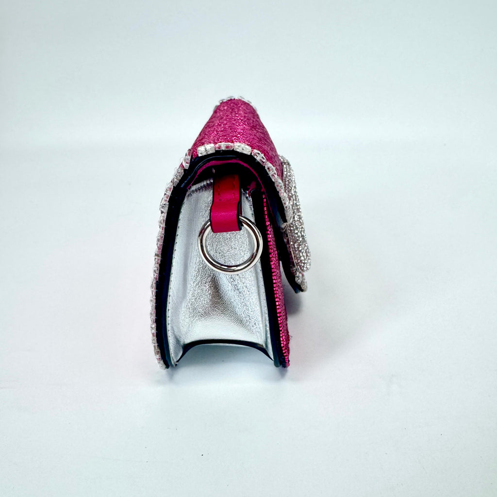 Pre-Owned Valentino New Loco Full Diamond Series, Rose Red Bag, Serial  N22196094