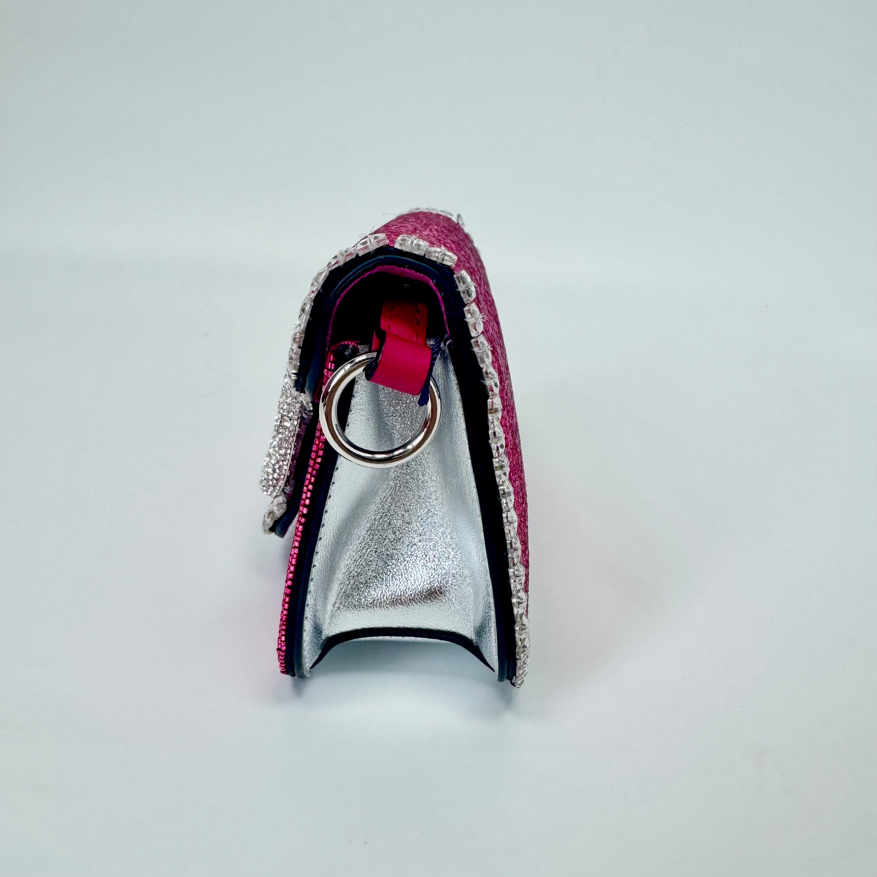 Pre-Owned Valentino New Loco Full Diamond Series, Rose Red Bag, Serial  N22196094