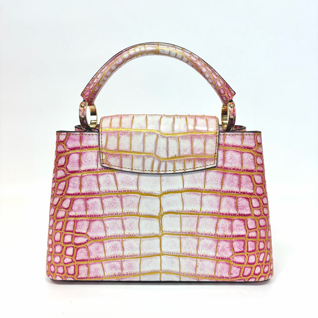 Pre-Owned Louis Vuitton Capucines Medium, Himalaya Pink Toned White Nile Crocodile Leather, Serial N22239703