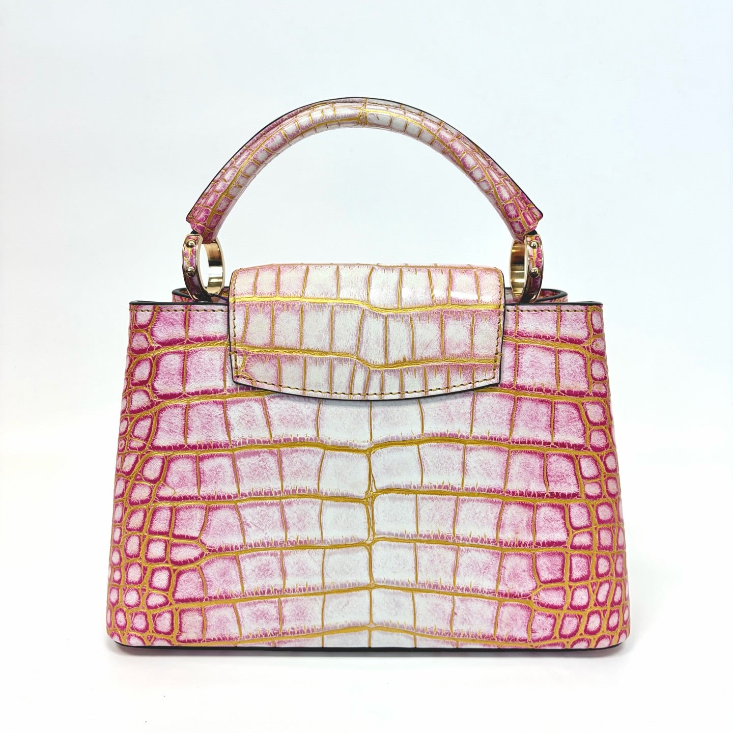 Pre-Owned Louis Vuitton Capucines Medium, Himalaya Pink Toned White Nile Crocodile Leather, Serial N22239703
