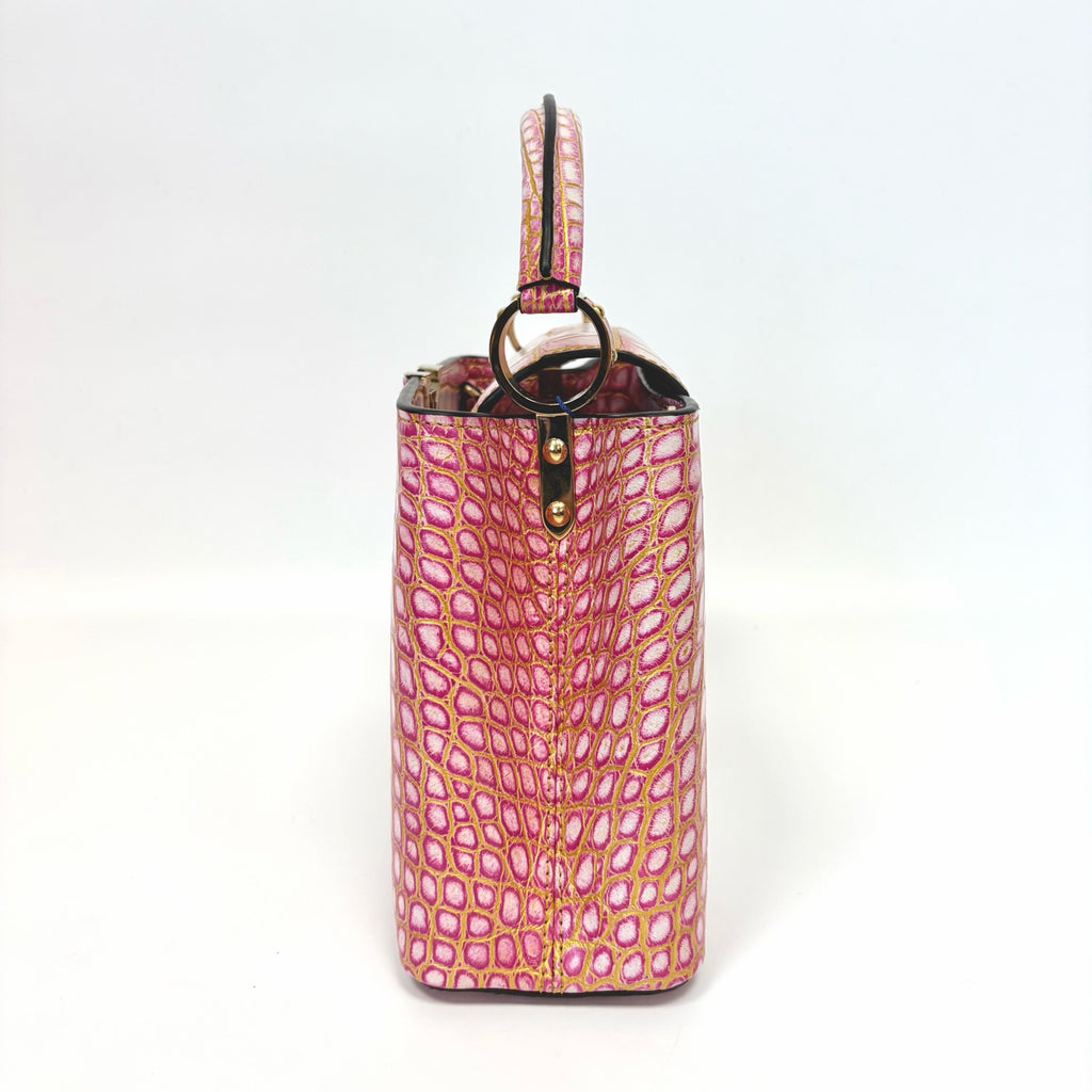 Pre-Owned Louis Vuitton Capucines Medium, Himalaya Pink Toned White Nile Crocodile Leather, Serial N22239703