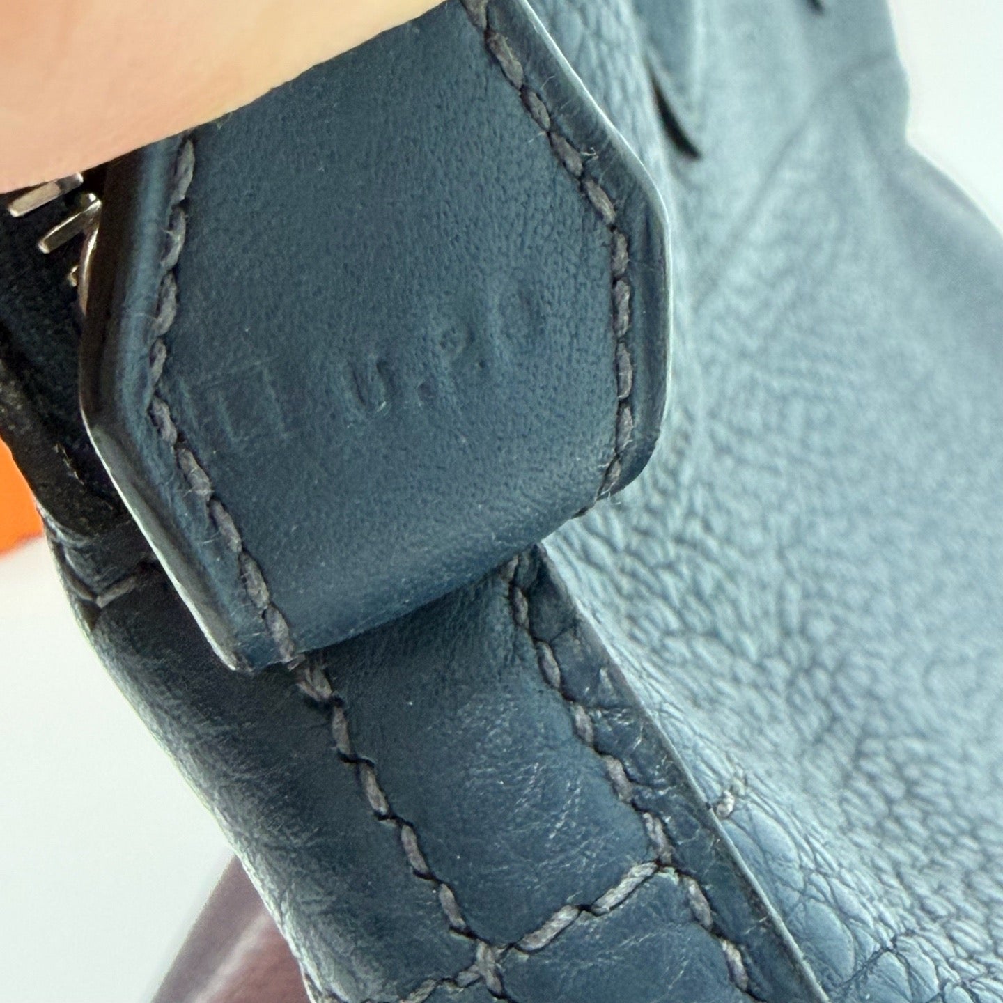Pre-Owned Hermès Bolide, Blue Nuit Togo Leather, Square StampL  Year 2008, Serial N22171329