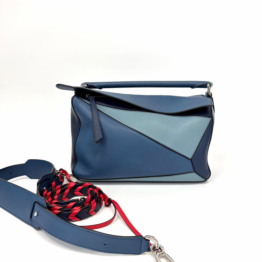 Pre-Owned LOEWE Puzzle Blue Color-block Series Model  N22356854