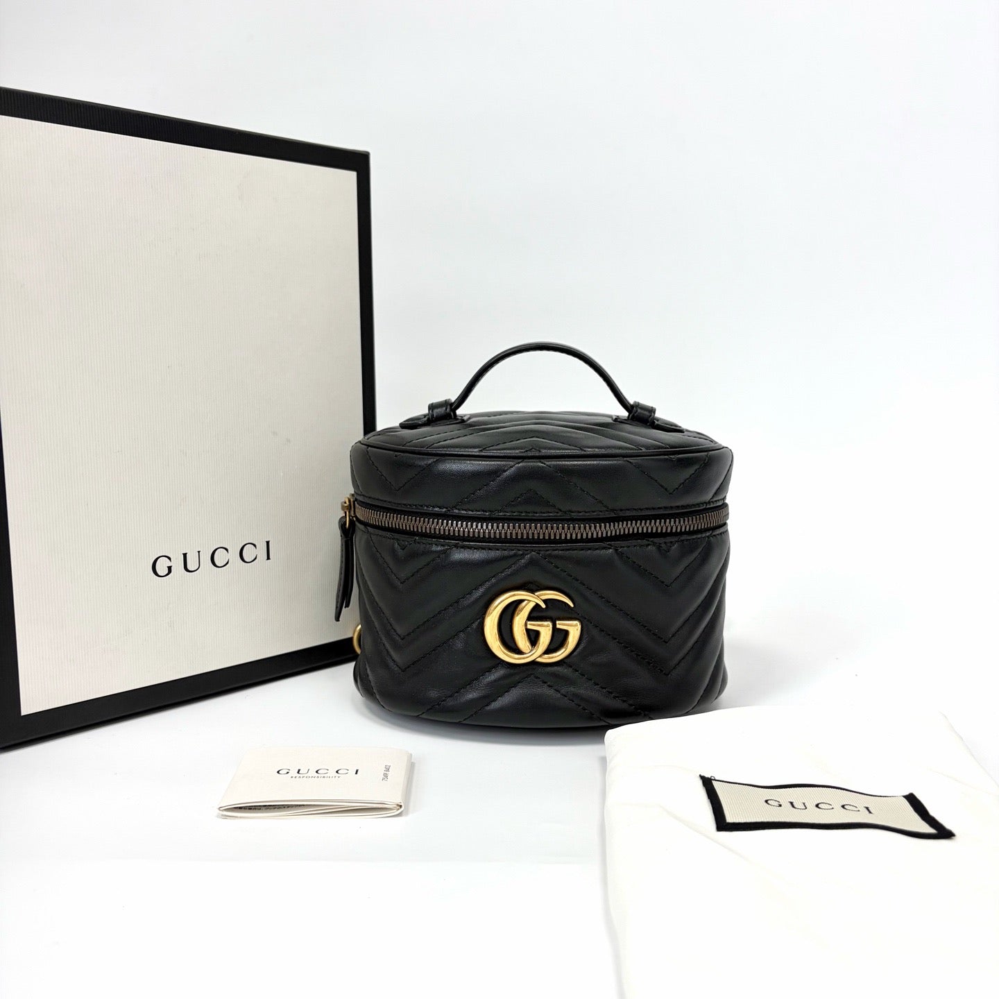 Pre-Owned Gucci GG Marmont Mini Matelasse Leather Cosmetic Backpack Year 2019