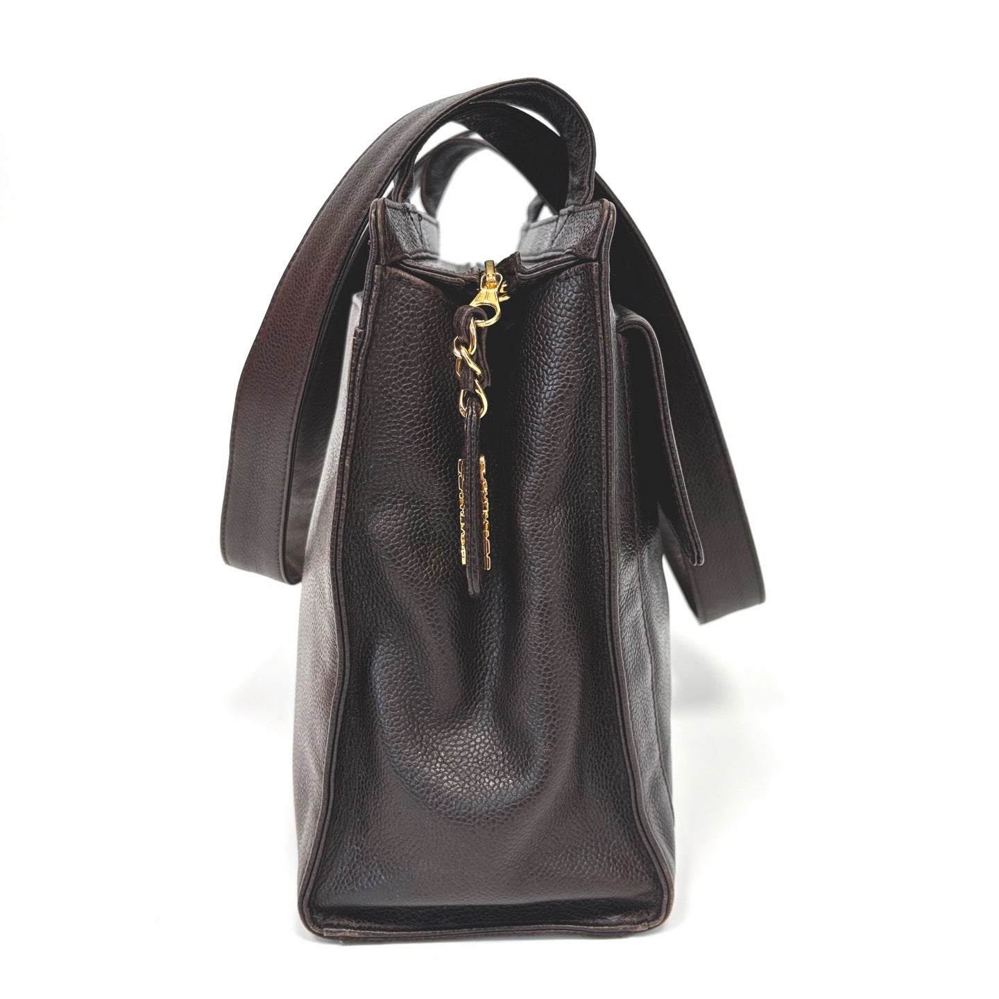 Pre-Owned Chanel Vintage Dark Brown Caviar Leather Document Tote Bag Late 1997 Length 30 N22238690