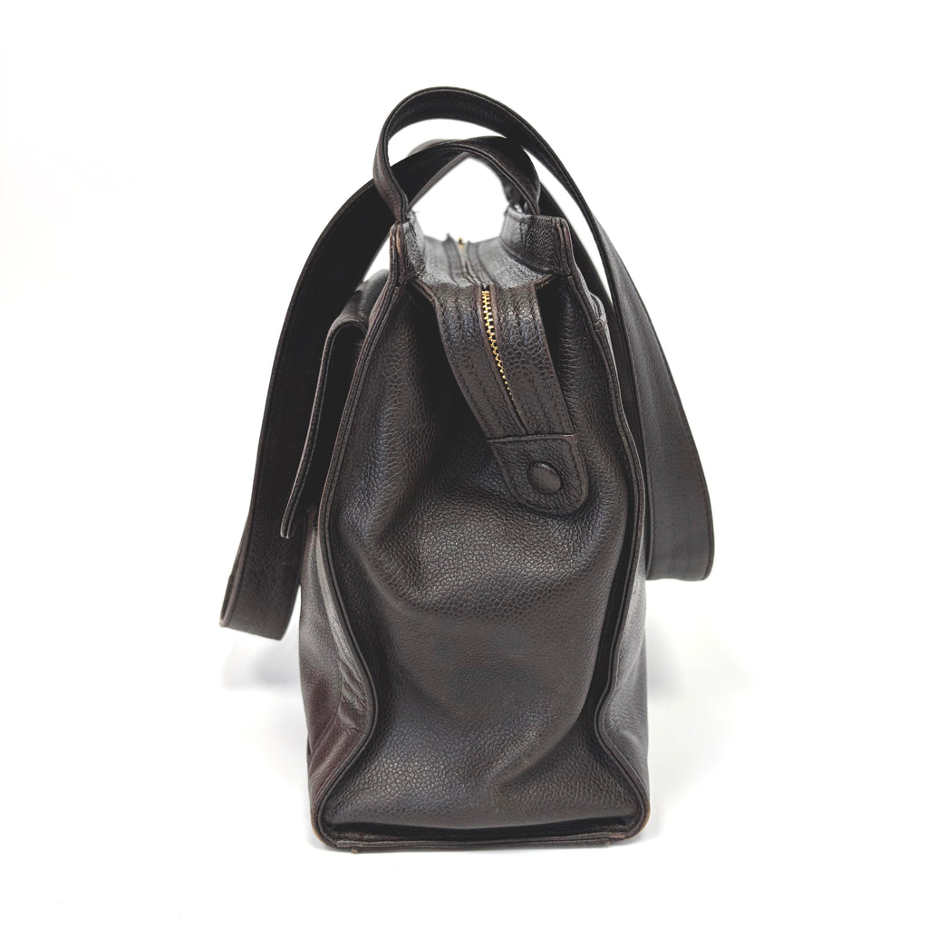 Pre-Owned Chanel Vintage Dark Brown Caviar Leather Document Tote Bag Late 1997 Length 30 N22238690
