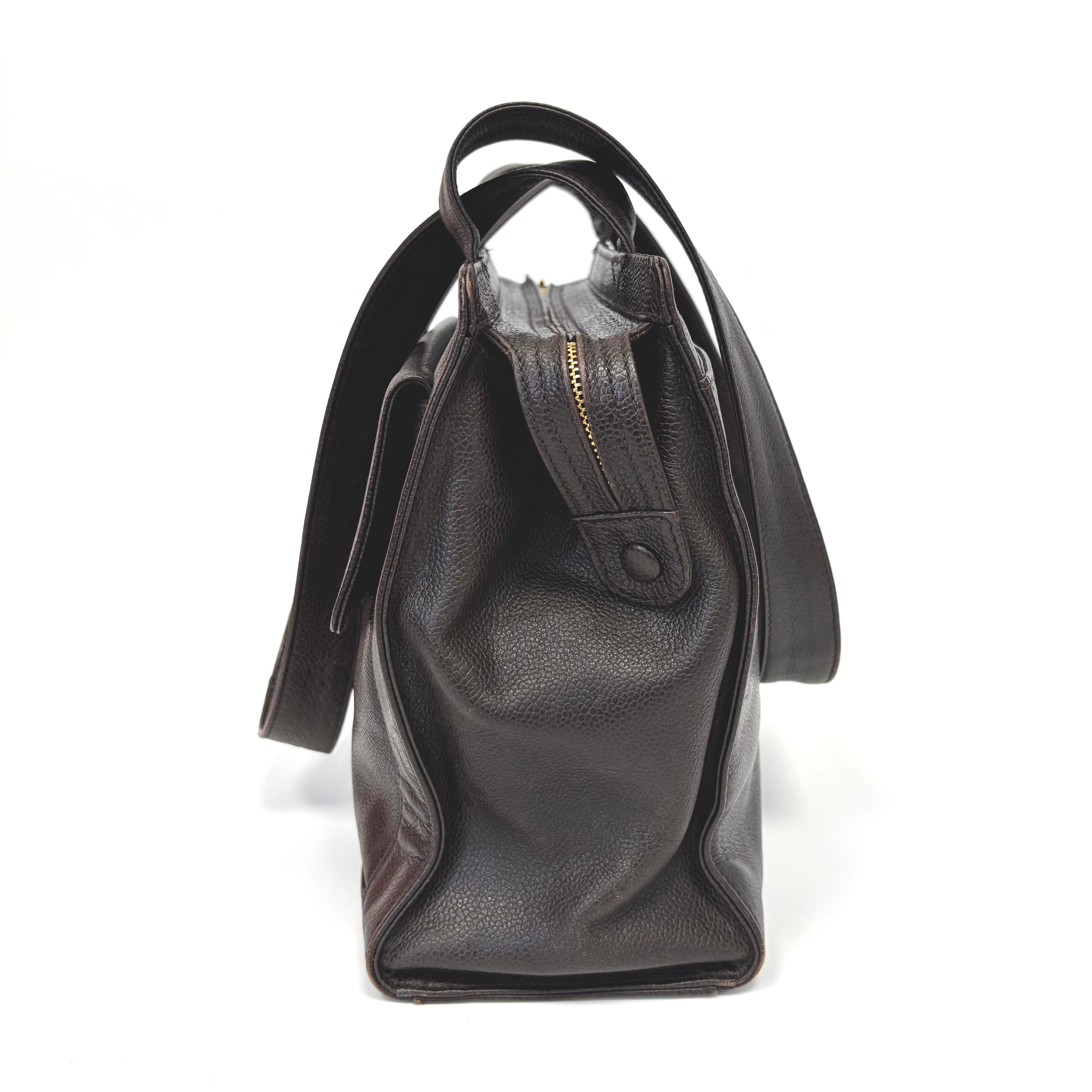 Pre-Owned Chanel Vintage Dark Brown Caviar Leather Document Tote Bag Late 1997 Length 30 N22238690