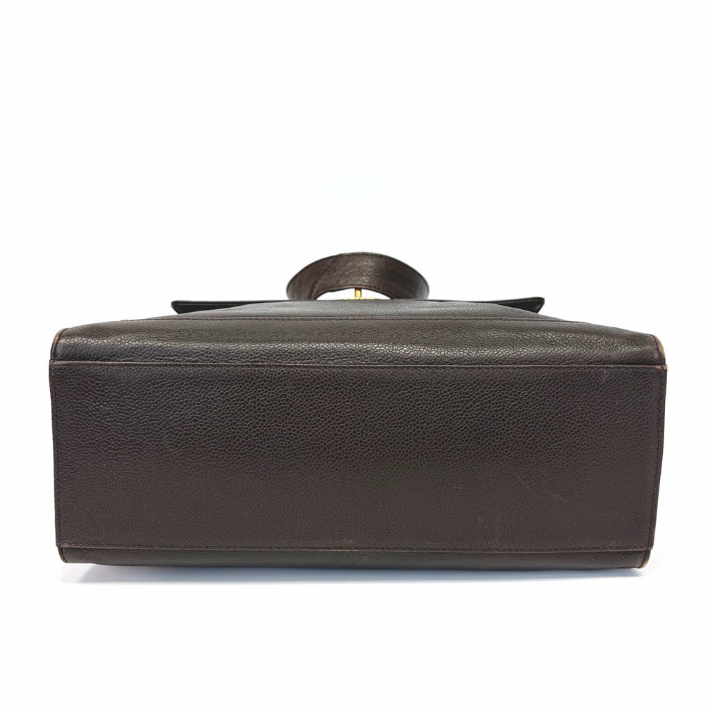 Pre-Owned Chanel Vintage Dark Brown Caviar Leather Document Tote Bag Late 1997 Length 30 N22238690