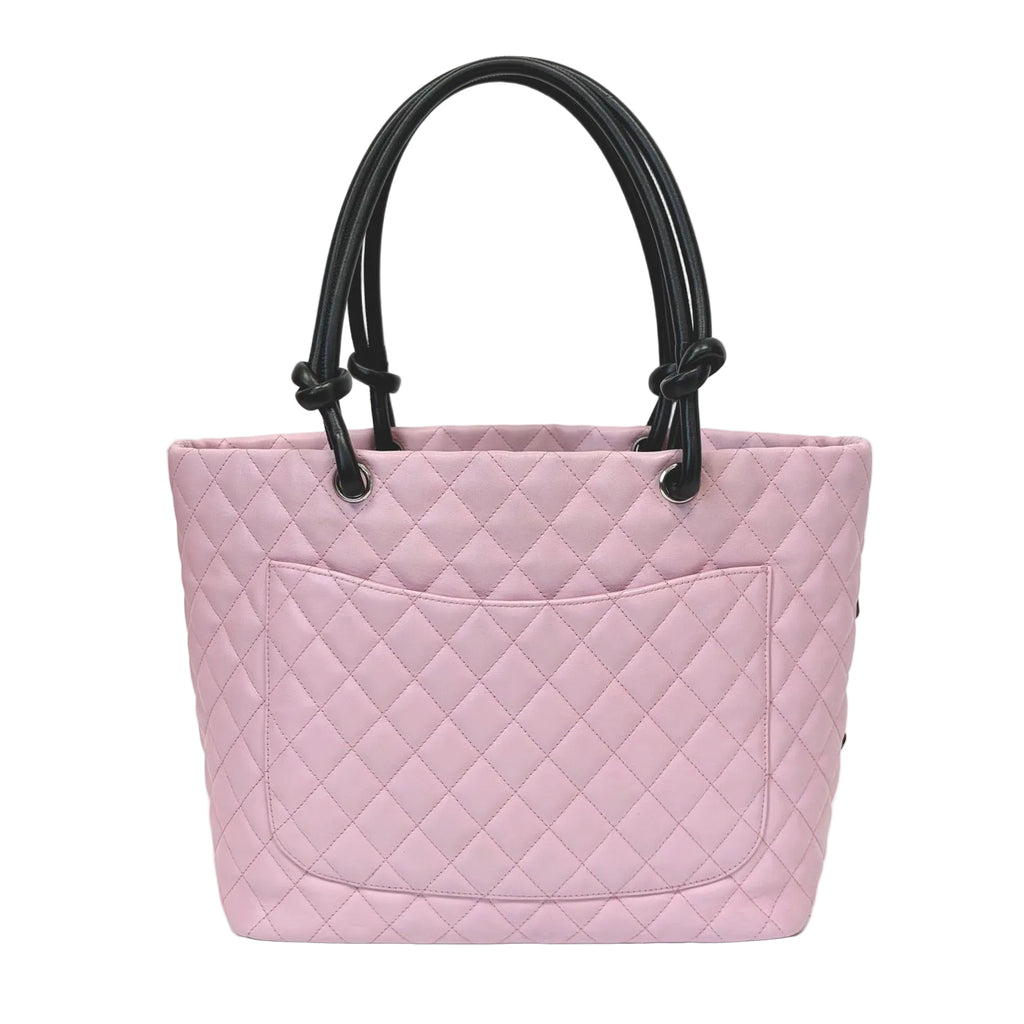 Pre-Owned Chanel Cambon Large Tote Black Pink Calfskin  Year 2005 Vintage N22136838
