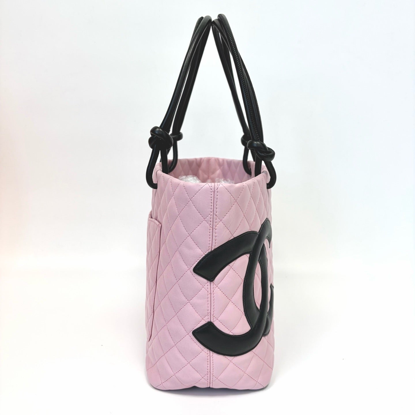 Pre-Owned Chanel Cambon Large Tote Black Pink Calfskin  Year 2005 Vintage N22136838