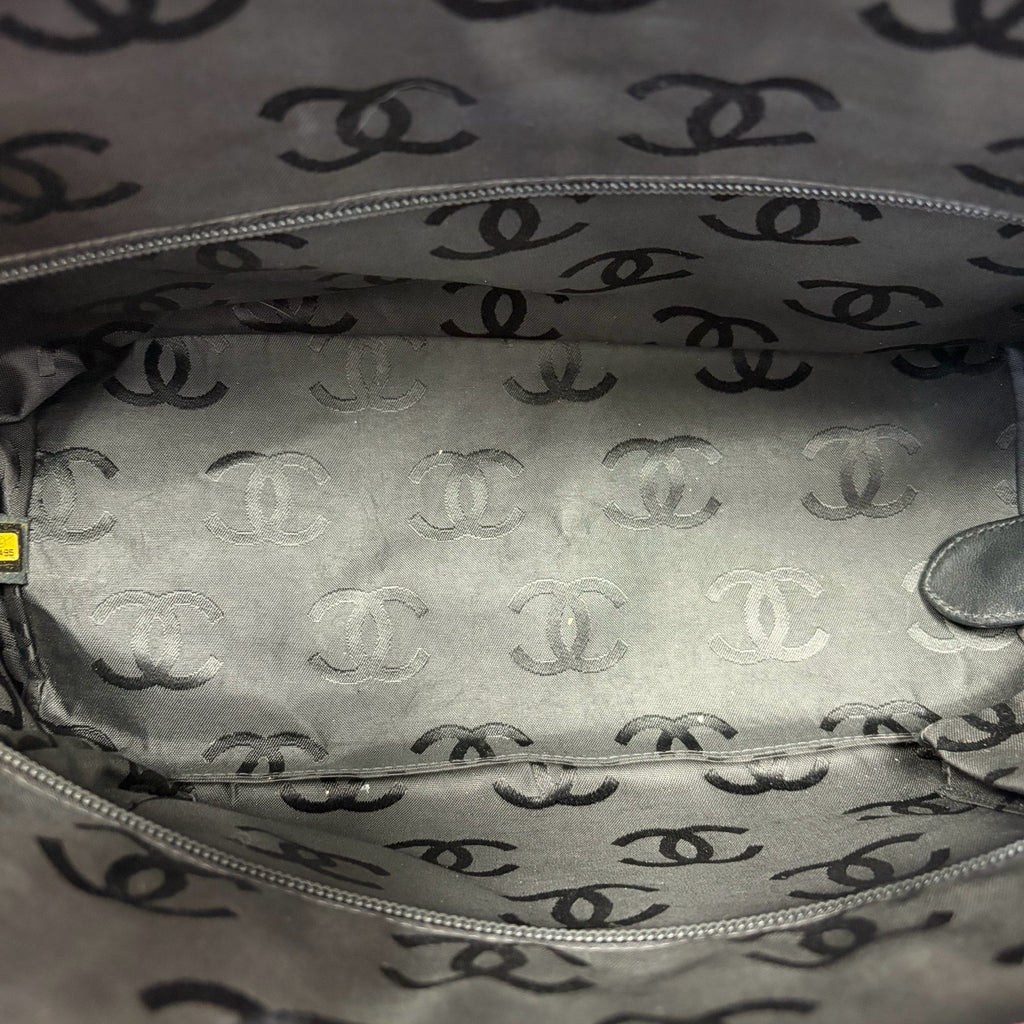 Pre-Owned Chanel Cambon Large Tote Black Pink Calfskin  Year 2005 Vintage N22136838