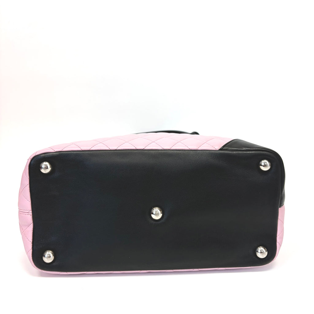 Pre-Owned Chanel Cambon Large Tote Black Pink Calfskin  Year 2005 Vintage N22136838