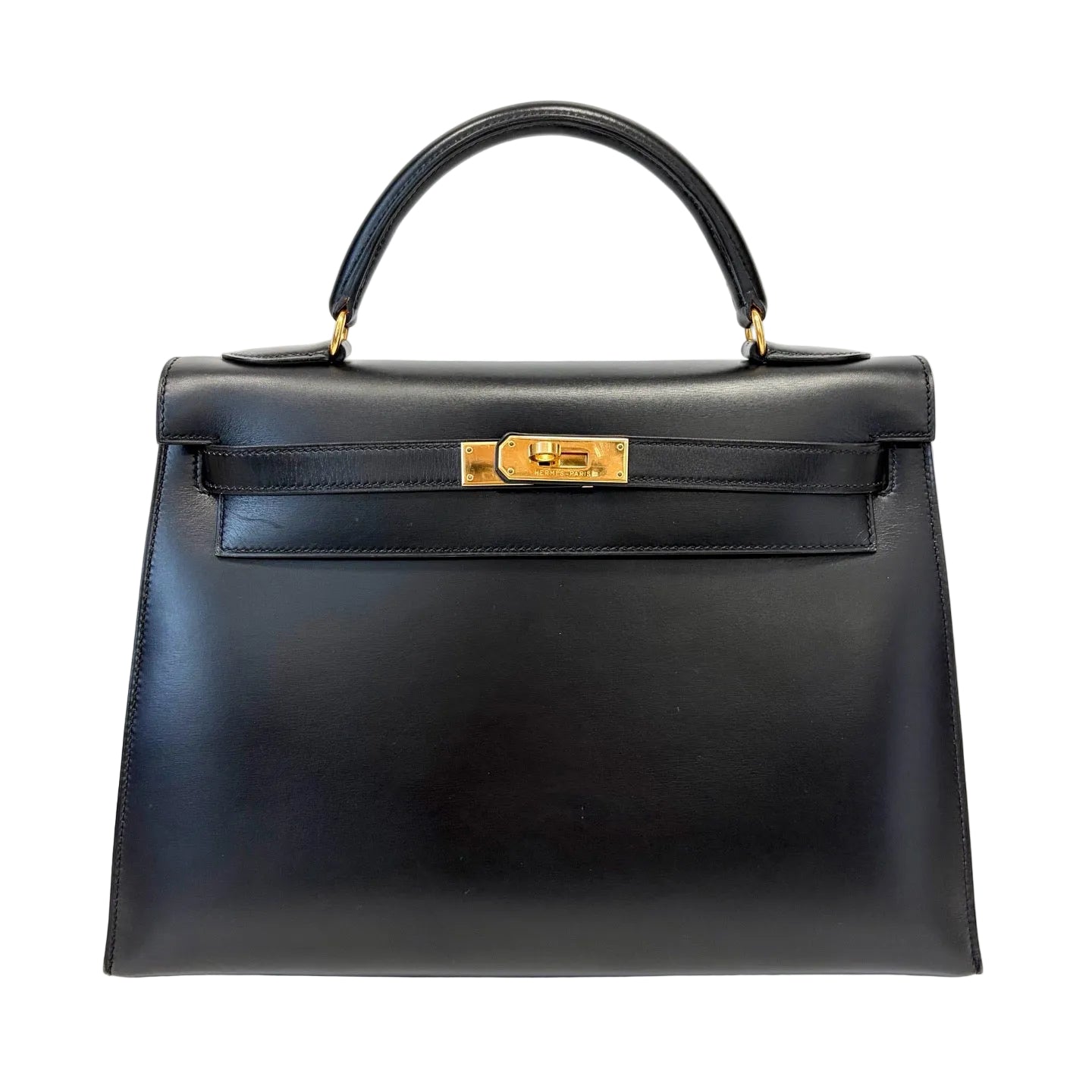 Pre-Owned Hermes Kelly Black Box Calfskin Gold Hardware A Stamp Late Year 1997 Length 32 N22216470