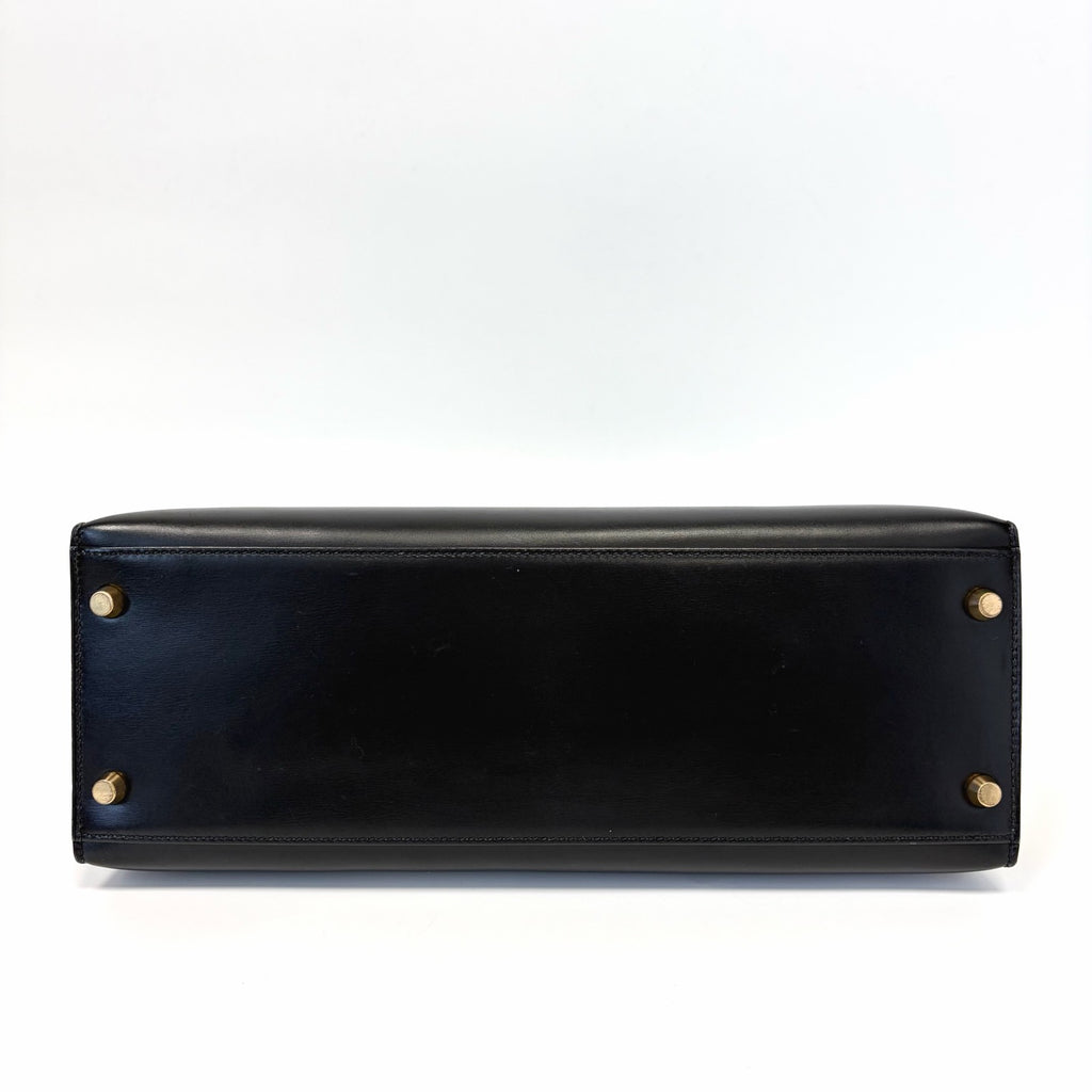 Pre-Owned Hermes Kelly Black Box Calfskin Gold Hardware A Stamp Late Year 1997 Length 32 N22216470