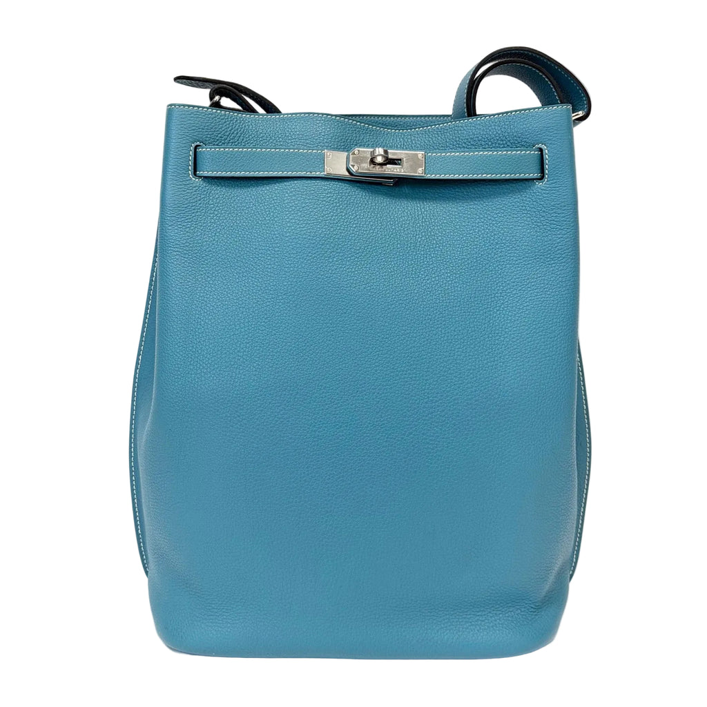 Pre-Owned Hermes So Kelly Blue Jean Togo Leather Silver Hardware P Stamp Late Year 2012 Length 26 N22216167