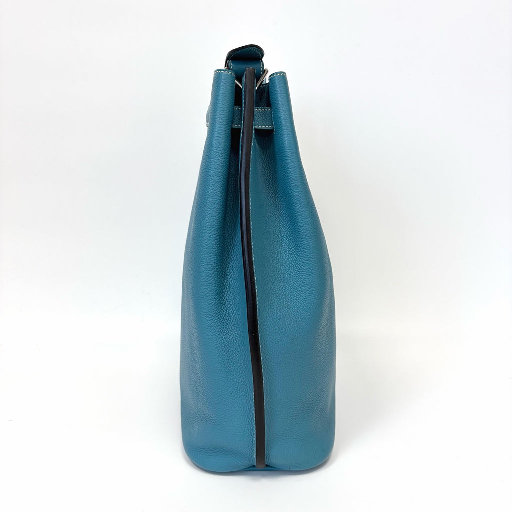 Pre-Owned Hermes So Kelly Blue Jean Togo Leather Silver Hardware P Stamp Late Year 2012 Length 26 N22216167