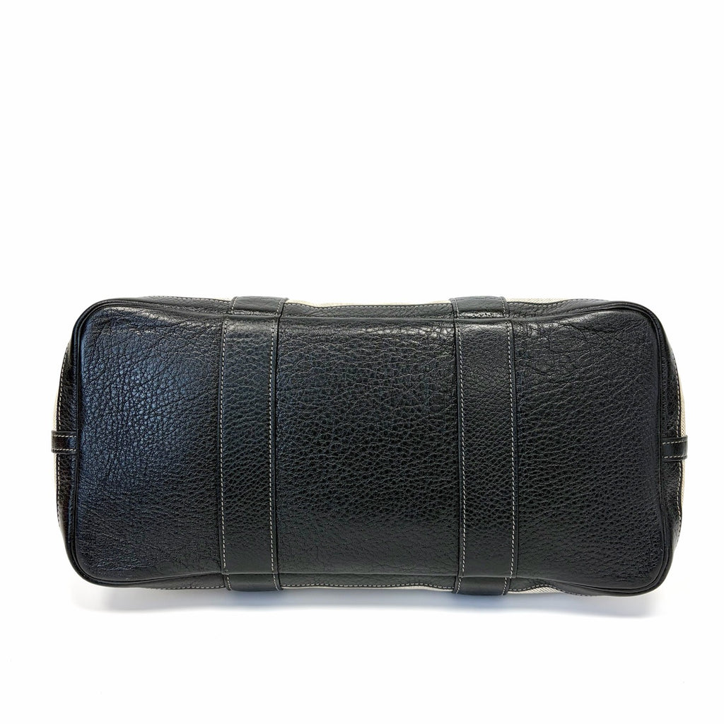 Pre-Owned Hermes Garden Party Canvas & Black Calfskin H Stamp Late Year 2004 Length 36 N22216324