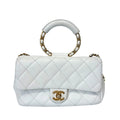 Pre-Owned Chanel White Lambskin Gold Hardware Circle Handle Medium CF Chain Bag Year2020 N22172017