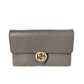 Pre-Owned Gucci Double G Logo Grained Leather Messenger Crossbody Chain Bag N22251176