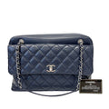 Pre-Owned Chanel Classic Quilted Flap Bag Navy Lambskin Silver Hardware 24 Series Late Year2018 Length 33 N22216544