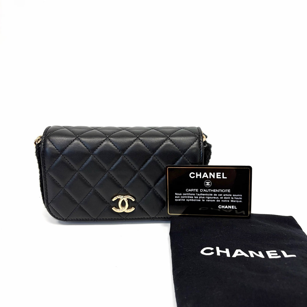 Pre-Owned Chanel Lambskin Splicing WOC Crossbody Bag Late Year2021 Length 16cm N22171901