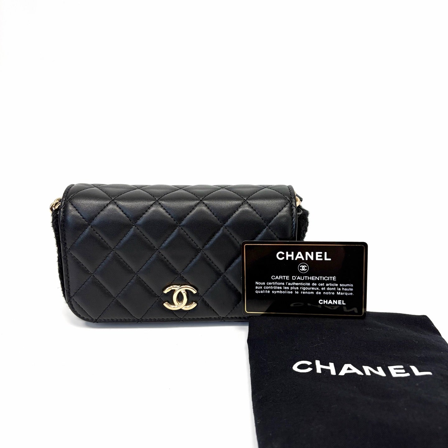 Pre-Owned Chanel Lambskin Splicing WOC Crossbody Bag Late Year2021 Length 16cm N22171901