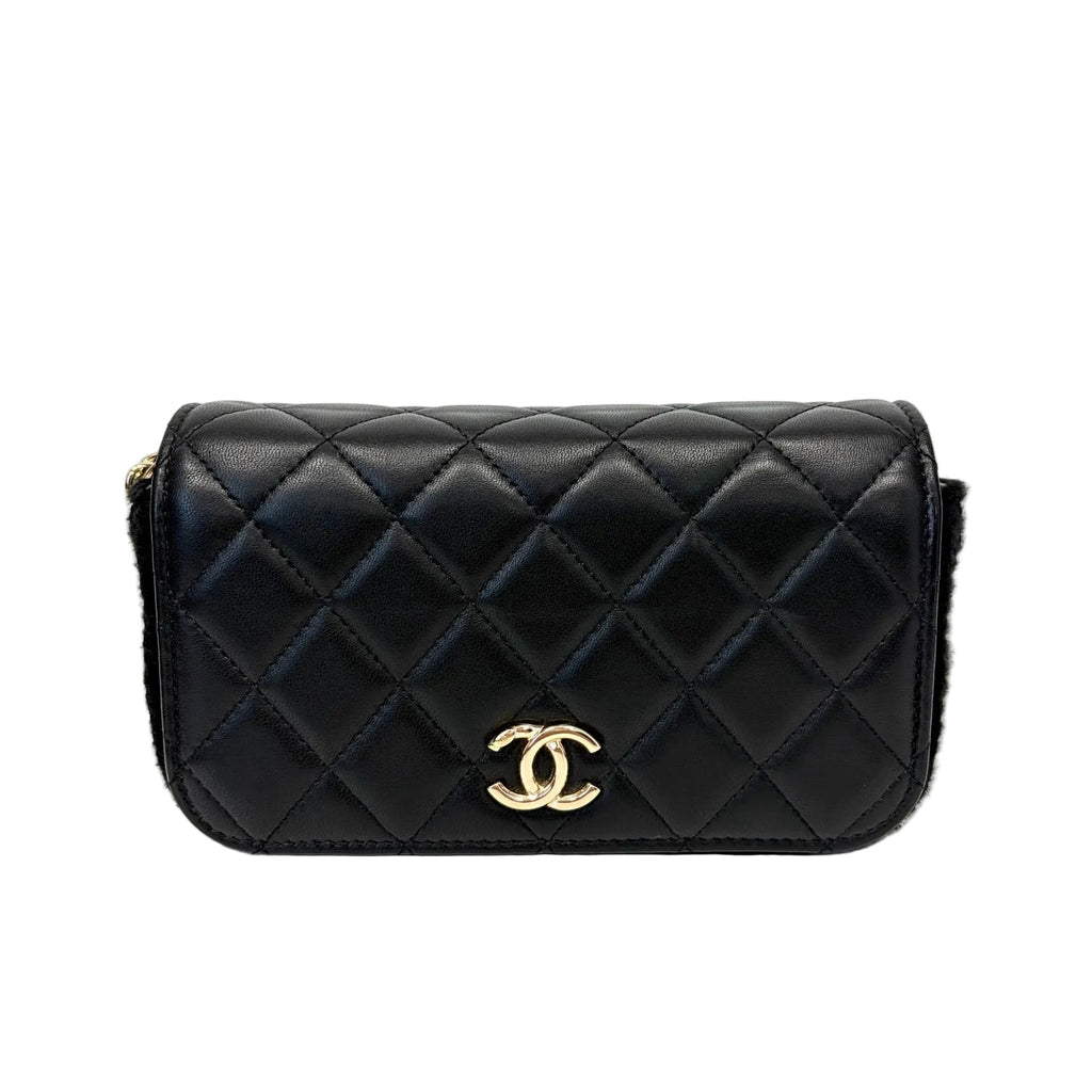 Pre-Owned Chanel Lambskin Splicing WOC Crossbody Bag Late Year2021 Length 16cm N22171901