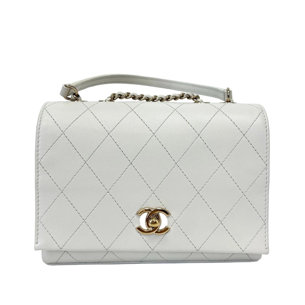 Pre-Owned Chanel White Double Chain Organizer Messenger Bag Year2019 N22163699