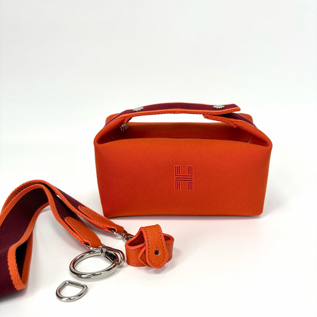 Pre-Owned Hermes Orange Lunch Box Bag Canvas With Strap And Liner N22113126