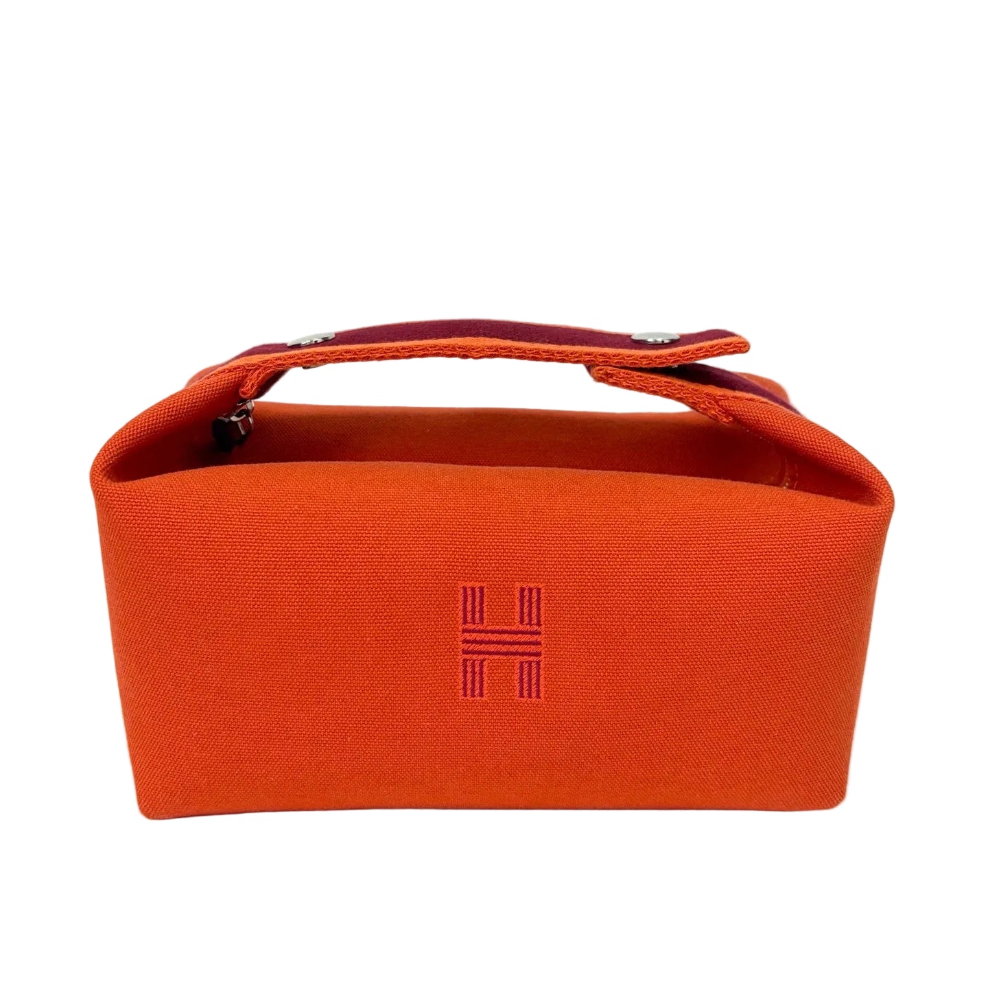 Pre-Owned Hermes Orange Lunch Box Bag Canvas With Strap And Liner N22113126