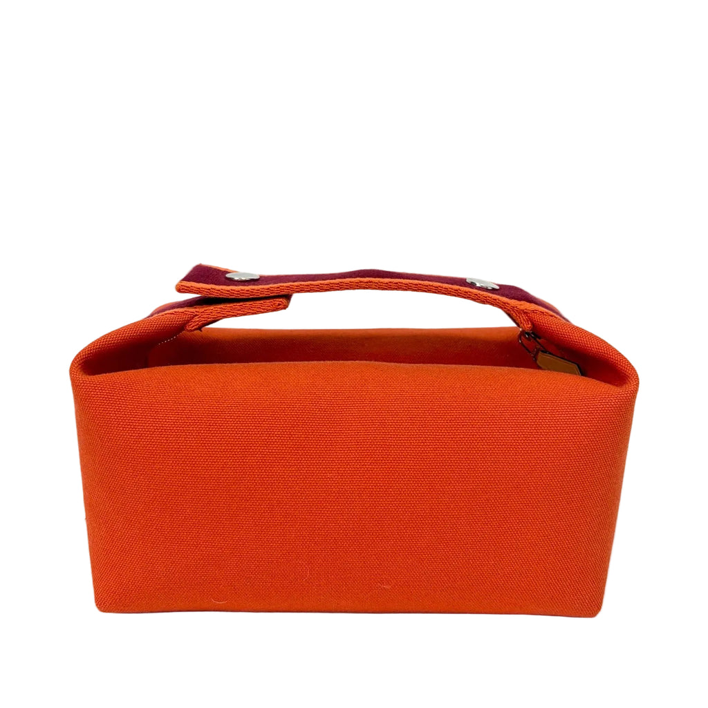 Pre-Owned Hermes Orange Lunch Box Bag Canvas With Strap And Liner N22113126