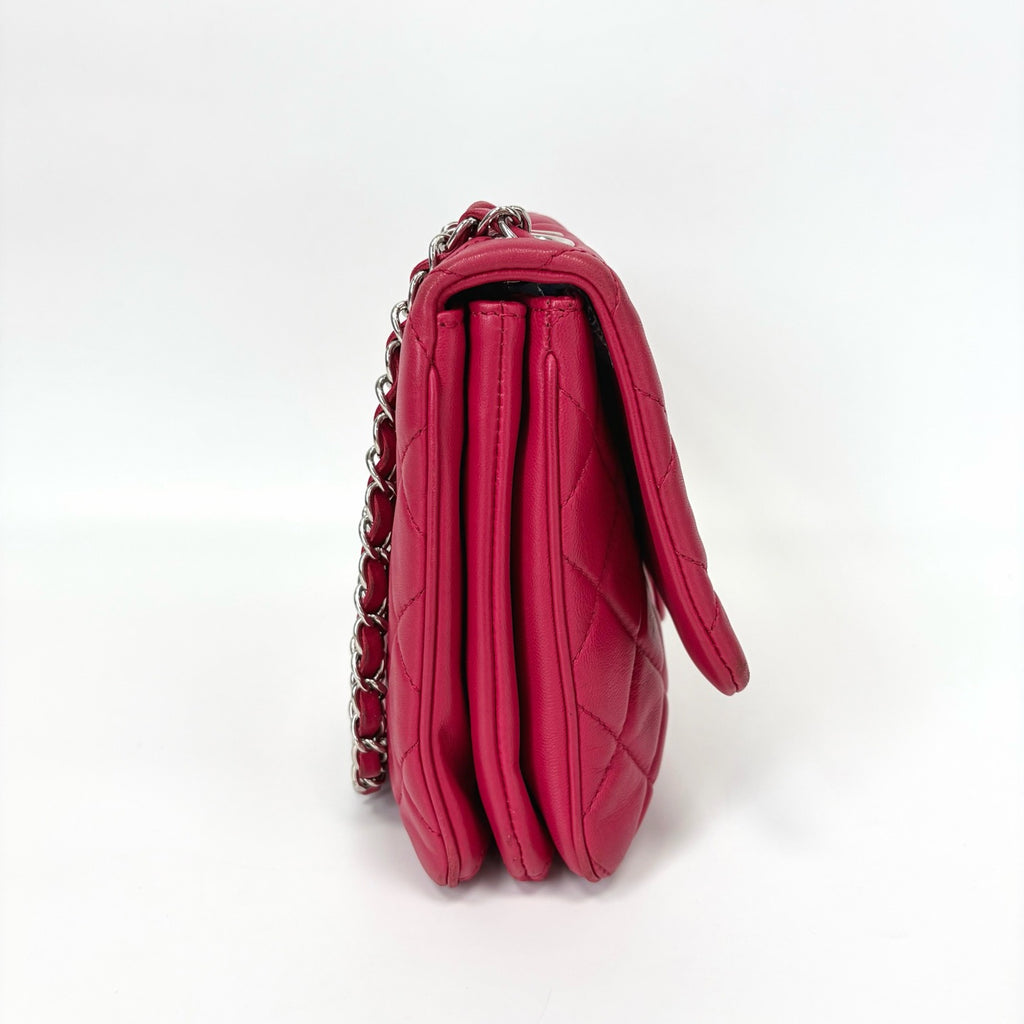 Pre-Owned Chanel CF Organizer Laser 19 Series Rose Pink Lambskin Year2014 Base Length 28 N22171580