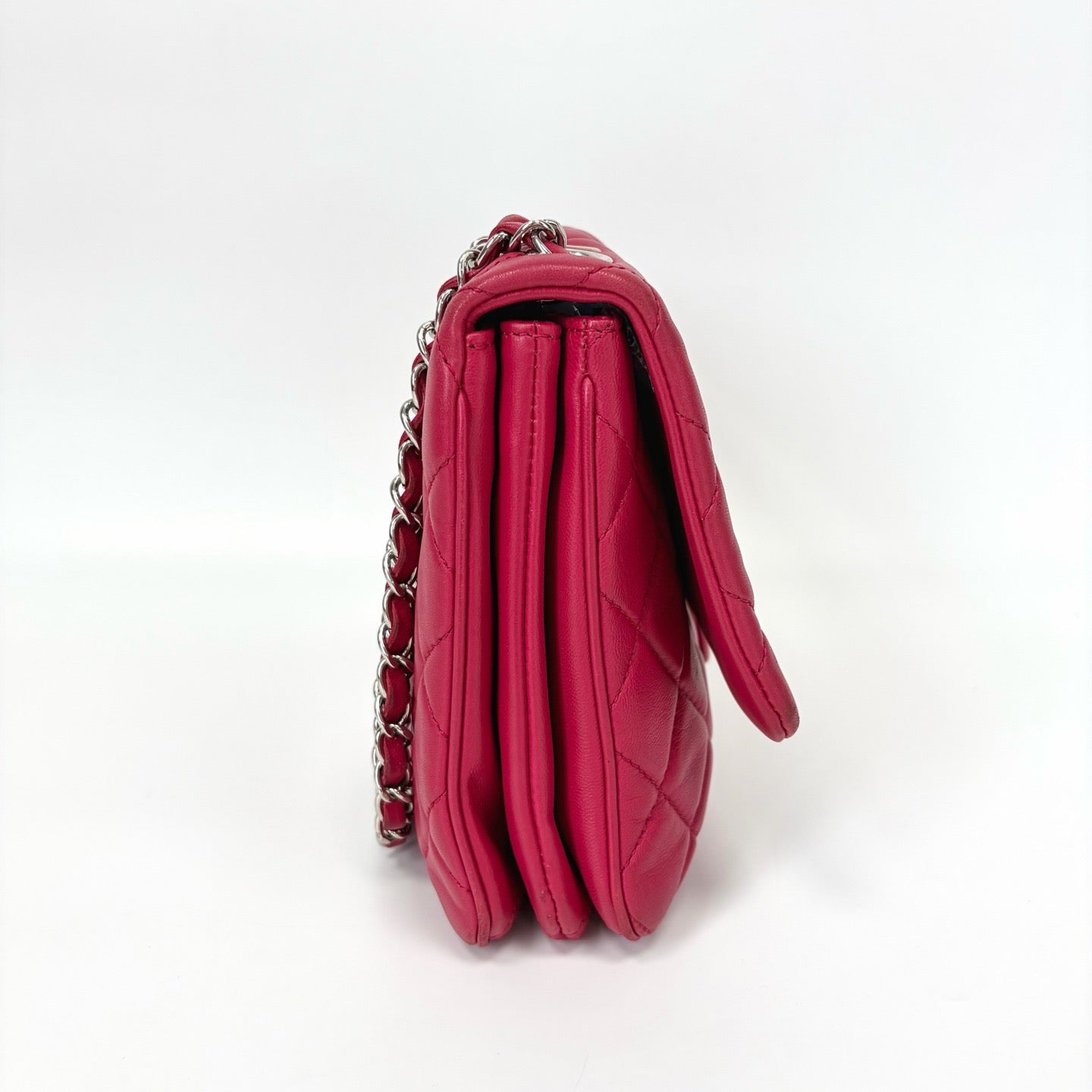 Pre-Owned Chanel CF Organizer Laser 19 Series Rose Pink Lambskin Year2014 Base Length 28 N22171580