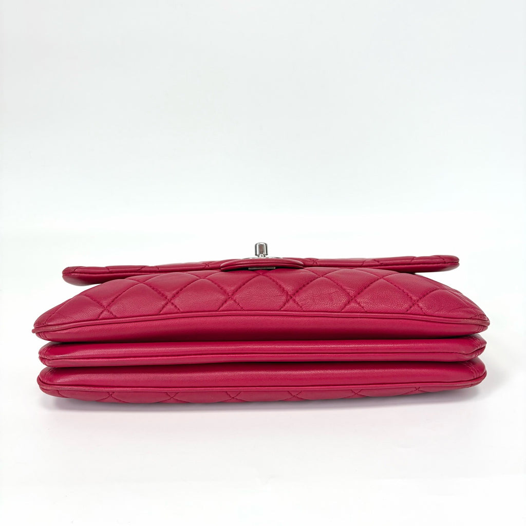 Pre-Owned Chanel CF Organizer Laser 19 Series Rose Pink Lambskin Year2014 Base Length 28 N22171580