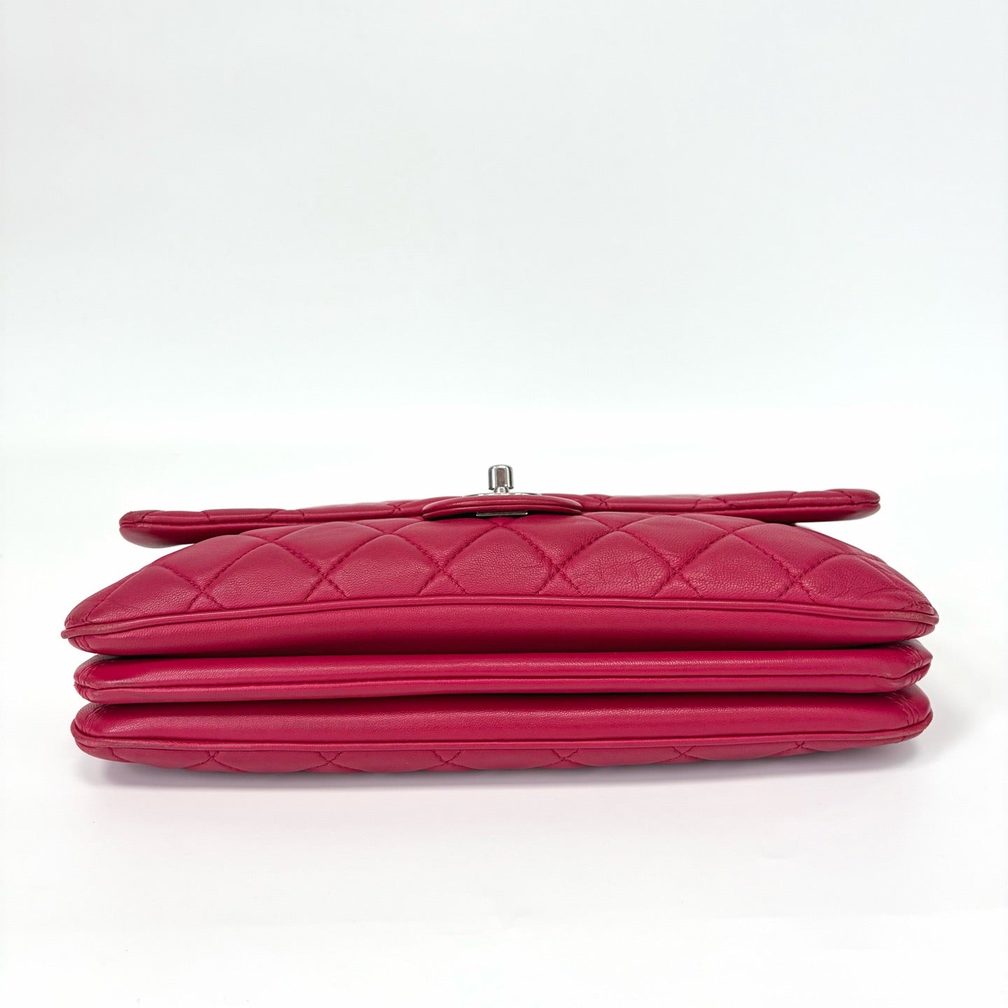 Pre-Owned Chanel CF Organizer Laser 19 Series Rose Pink Lambskin Year2014 Base Length 28 N22171580