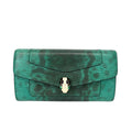 Pre-Owned BVLGARI Serpenti Long Wallet Emerald Lizard Skin Year2015 Size 19*10cm N22102854