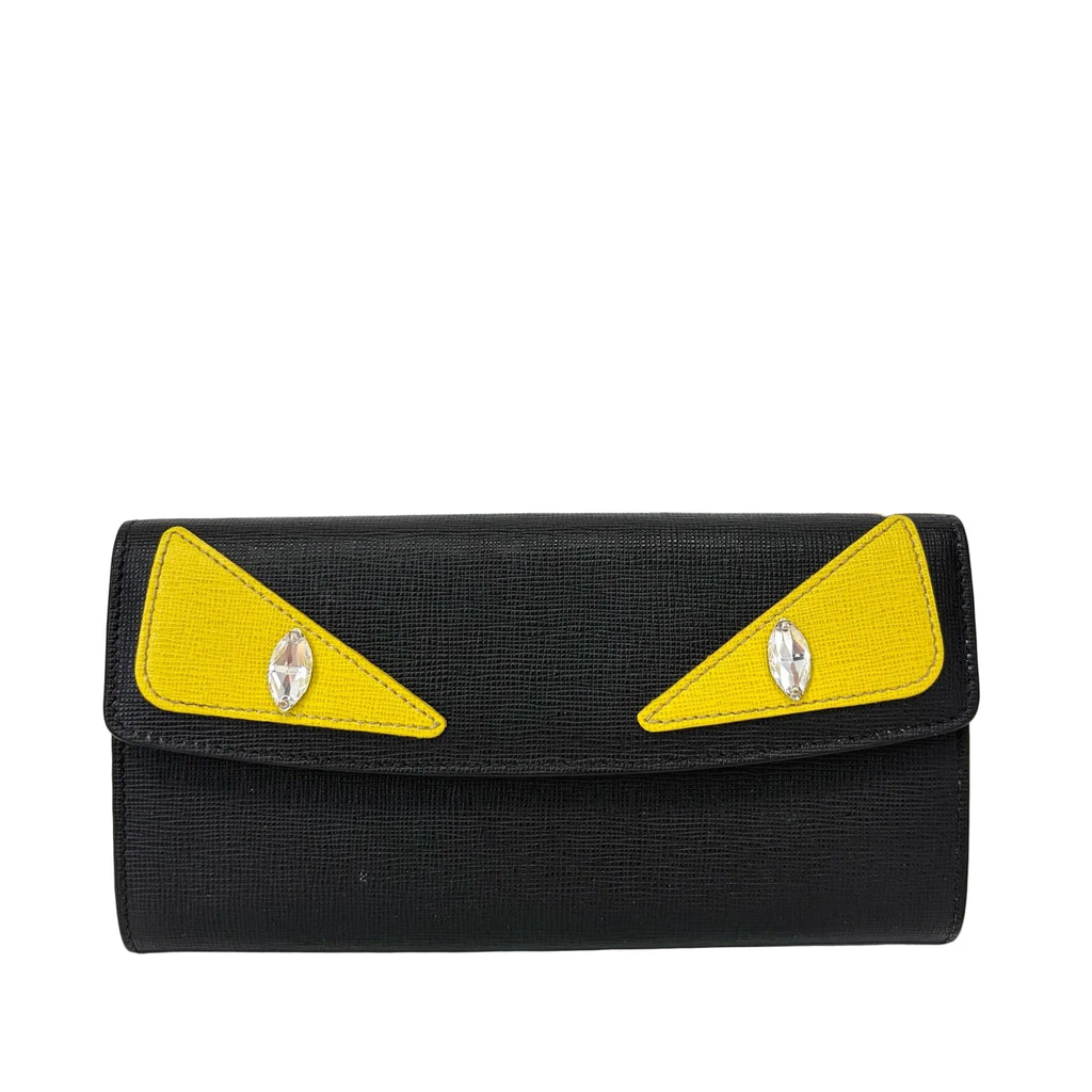 Pre-Owned Fendi Monster Rhinestone Long Wallet Base Length 19 N22104331